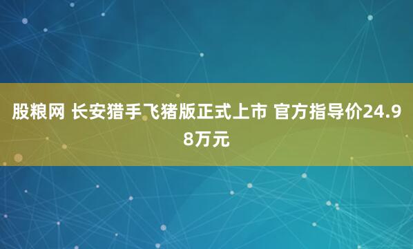 股粮网 长安猎手飞猪版正式上市 官方指导价24.98万元